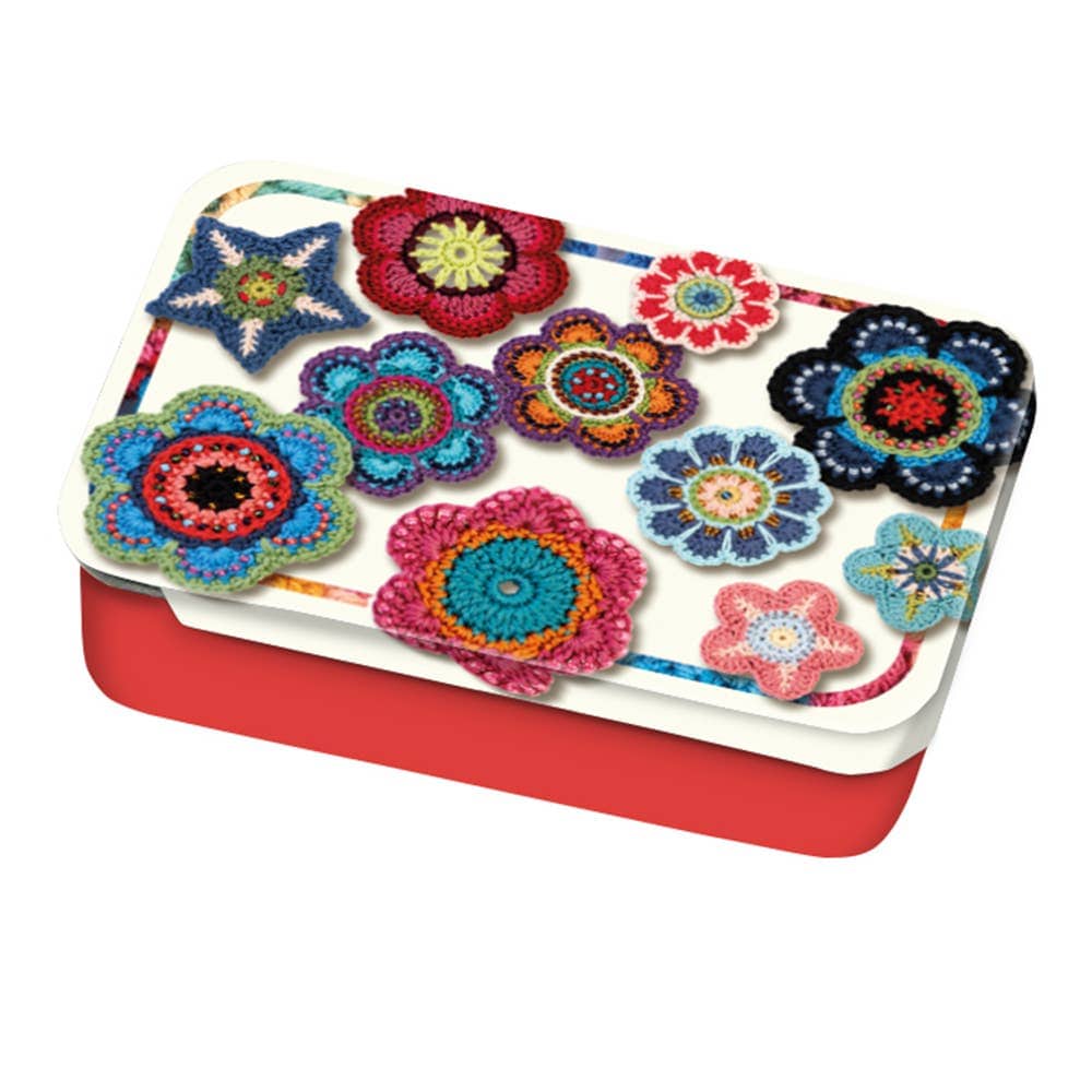 Flower Crochet Markers In A Motif Tin