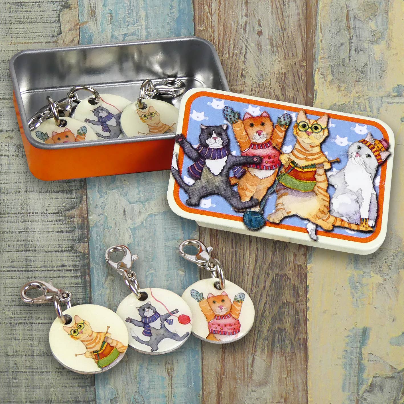 Kittens In Mittens Crochet Stitch Markers In A Pocket Tin