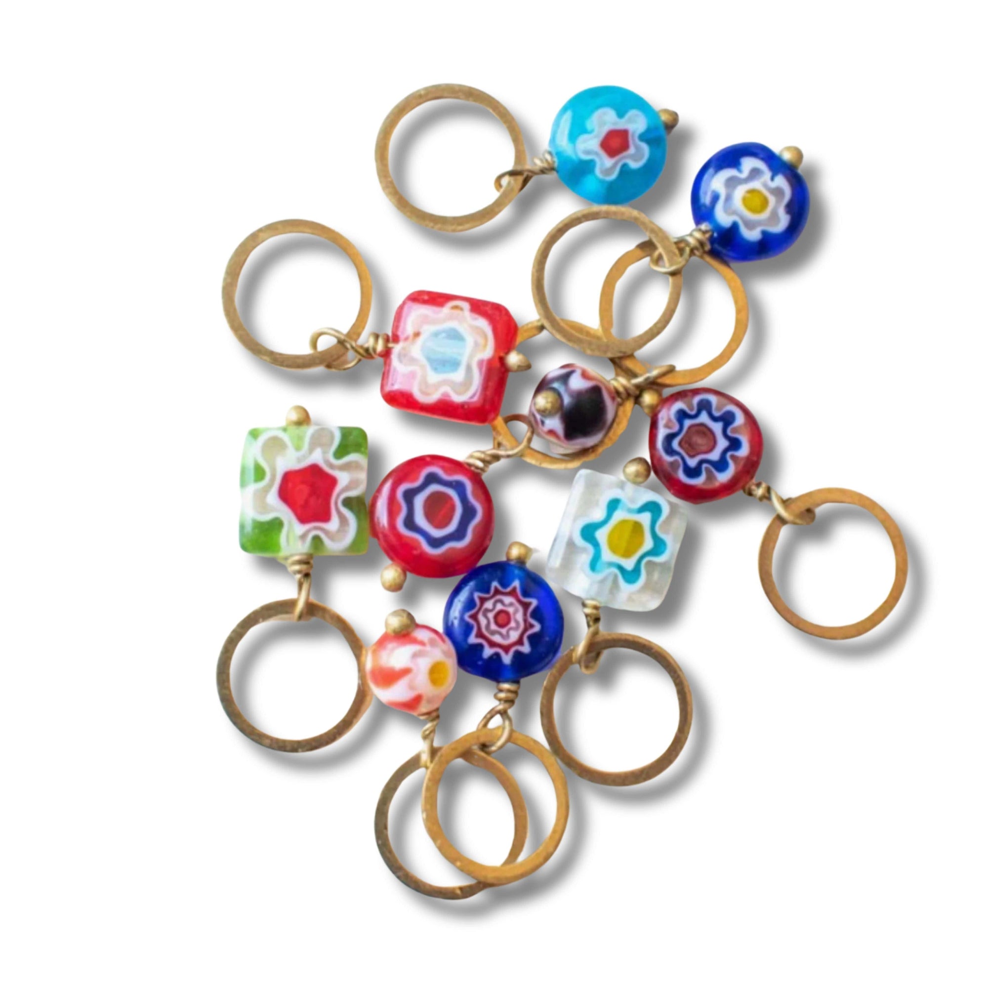 Binkwaffle Jewel tones Glass Stitch Markers  