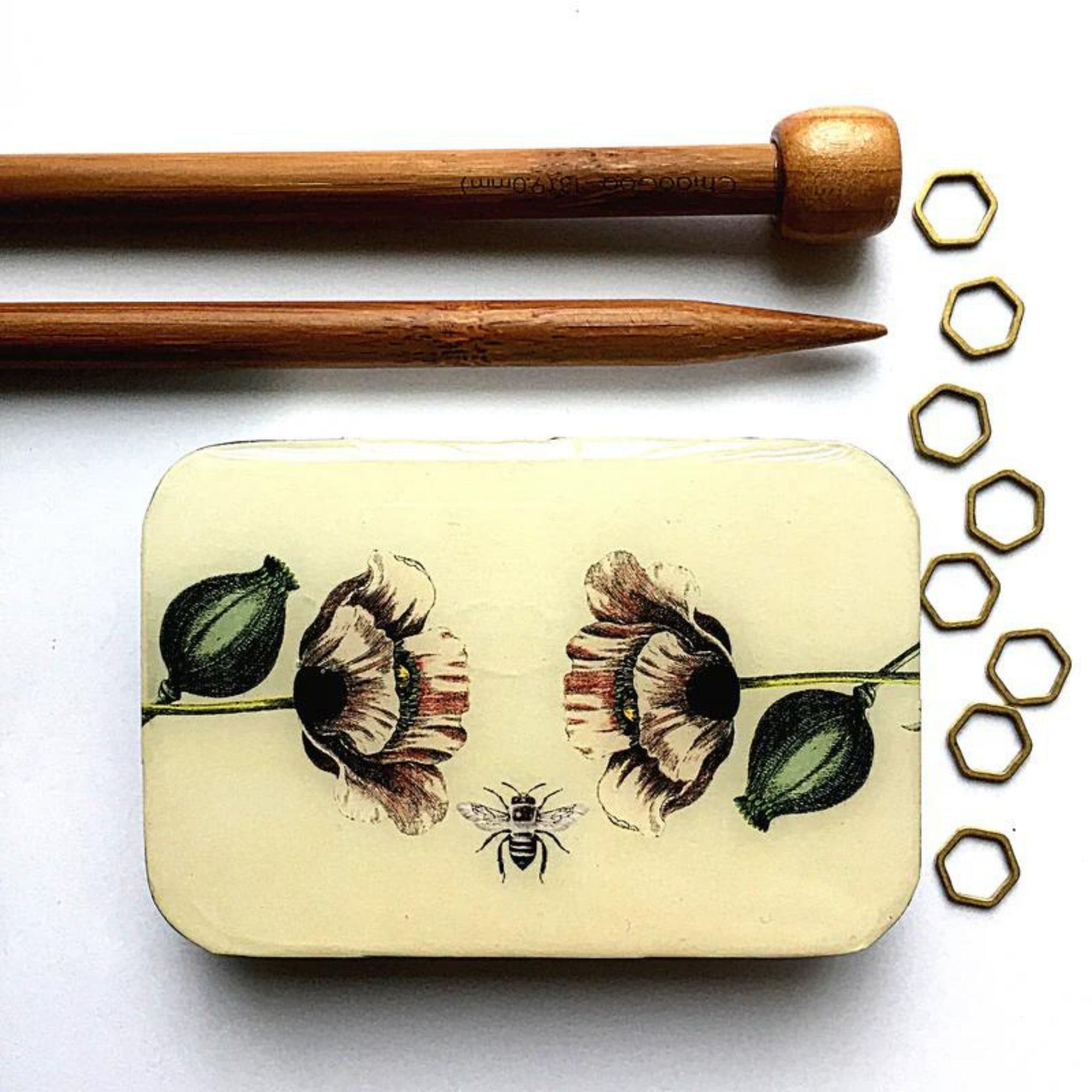 Firefly Notes Stitch Marker Tins Bee & Poppy Small