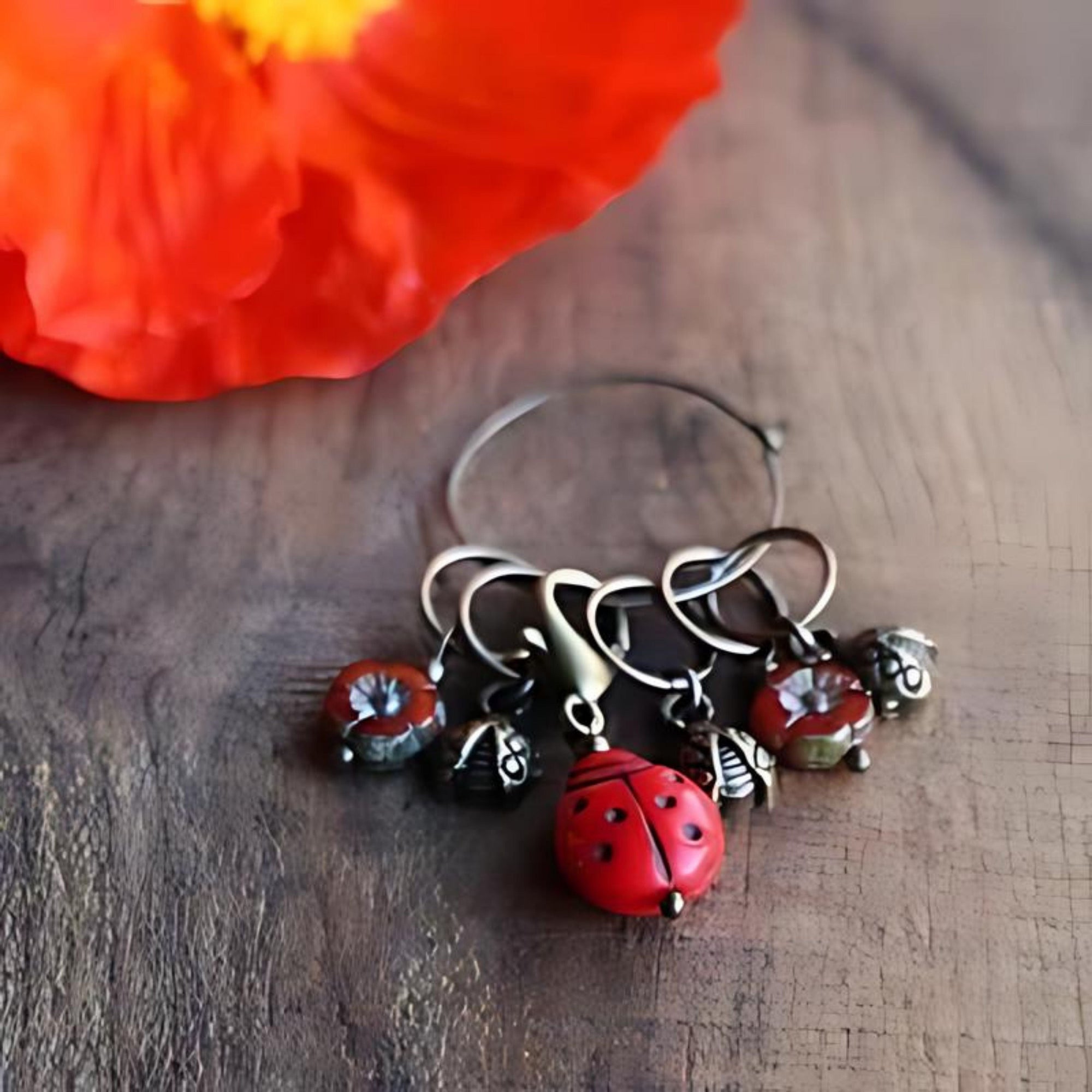 NNK Press Garden Visitors Stitch Markers Ladybug 