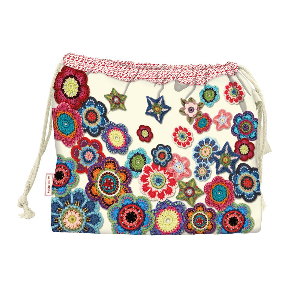 Crochet Motifs Drawstring Bag