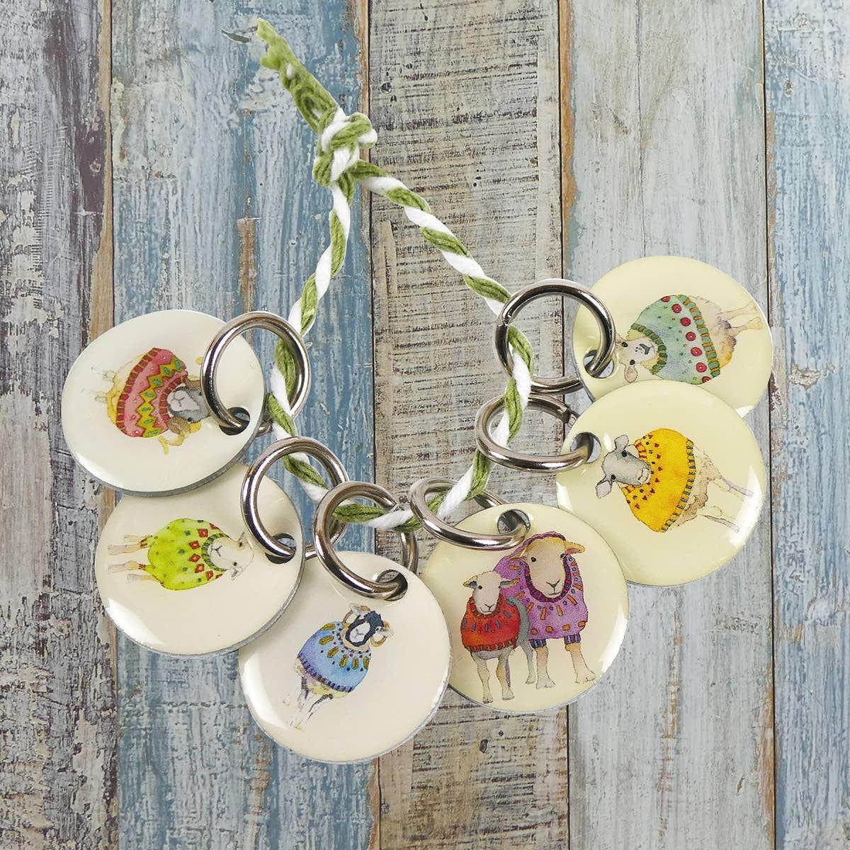 Emma Ball Sheep in Sweaters - Stitch Markers in a Tin